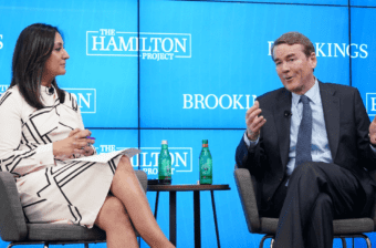 Sen. Michael Bennet and Amna Nawaz of PBS NewsHour