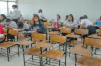 A public school classroom with too few students to fill all desks after enrollment declines