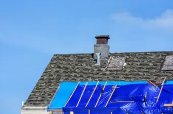 Damaged roof of house