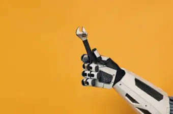 Robot arm holding wrench