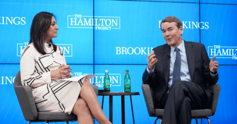 Sen. Michael Bennet and Amna Nawaz of PBS NewsHour