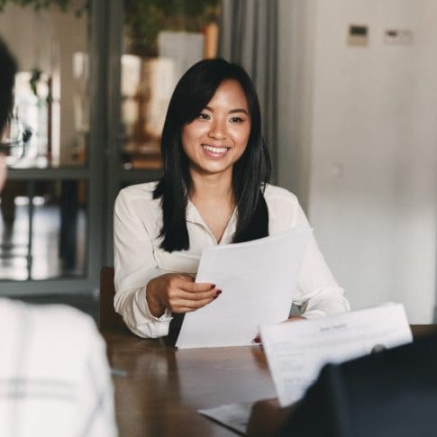 A woman in a job interview