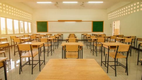 A school classroom without students Declining school enrollment since the pandemic