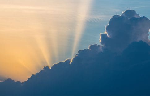 Clouds with sunset representing climate future